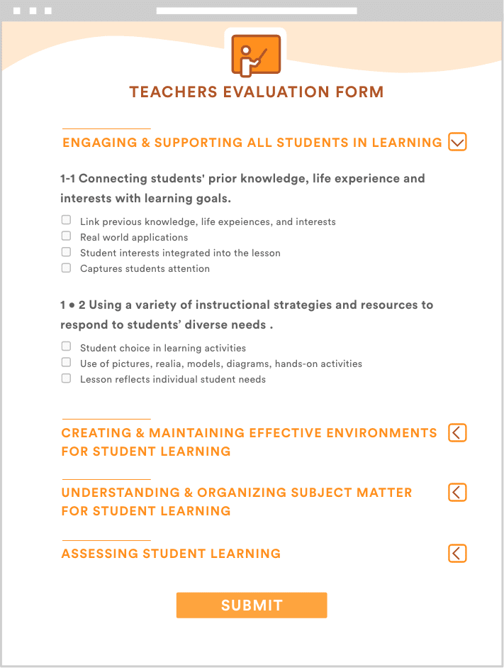 Teachers Evaluation Form Template