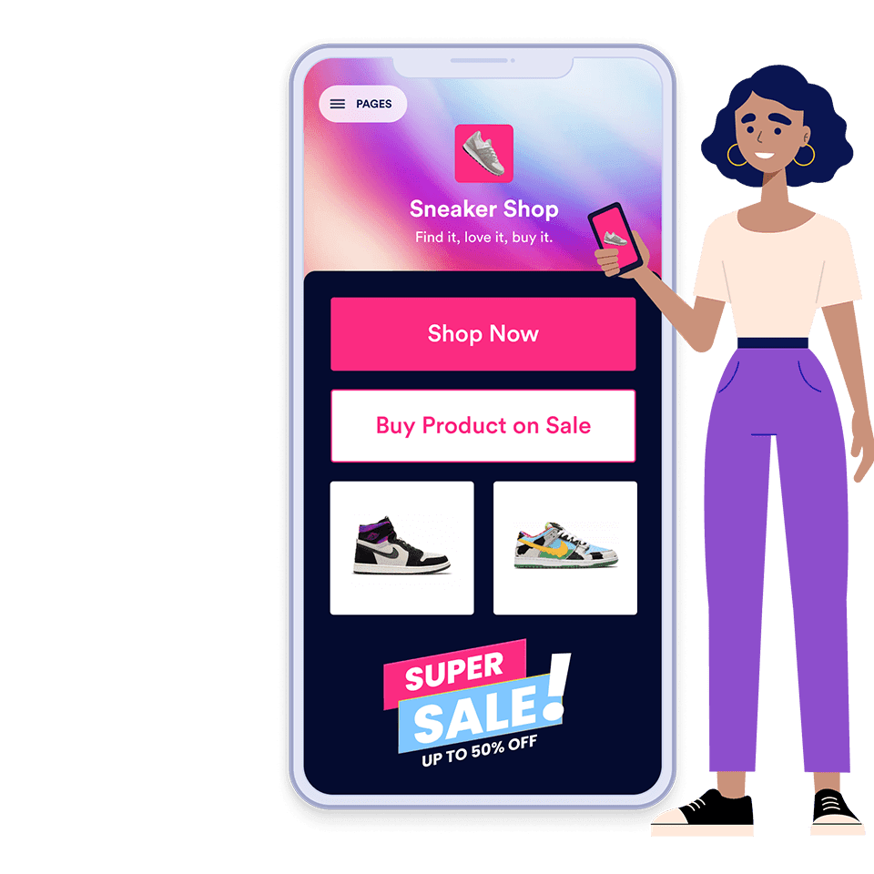 Drag and drop forms and features to your app.
