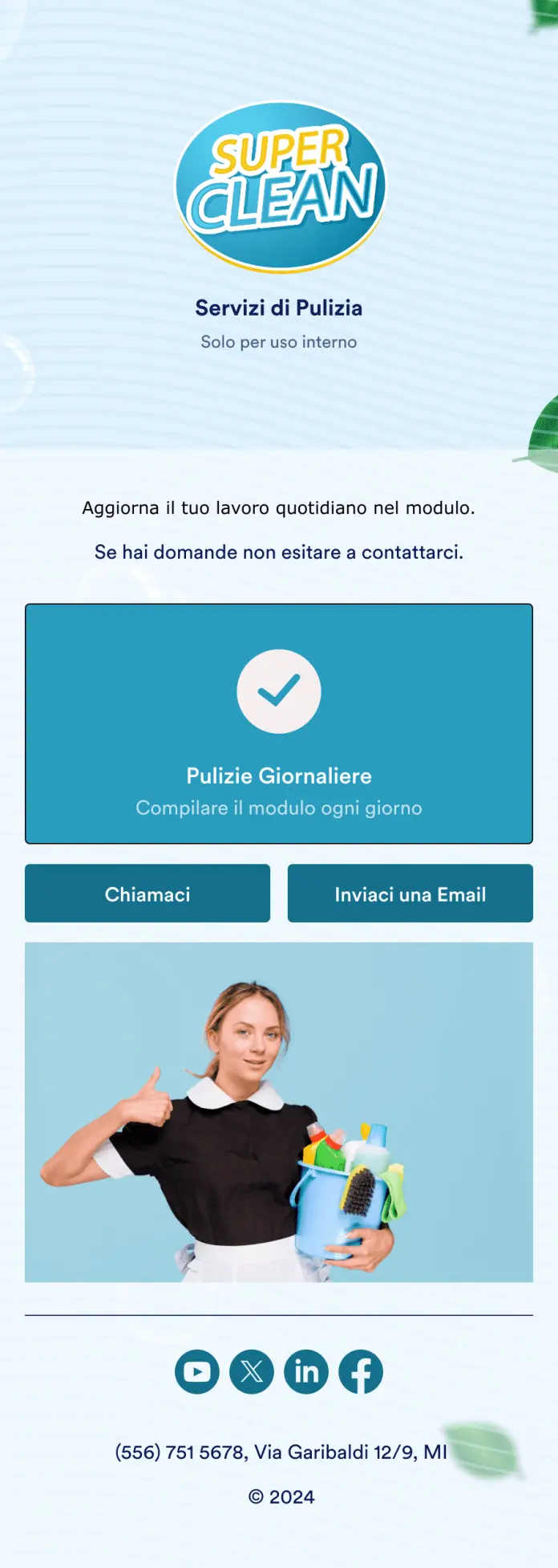 App di Registrazione Pulizie Quotidiane Ufficio