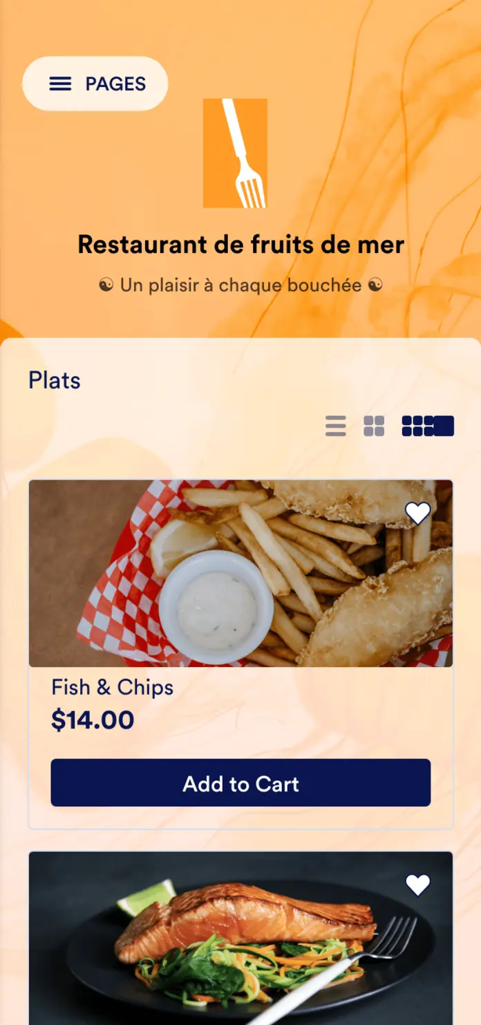  Application de menu avec QR Code