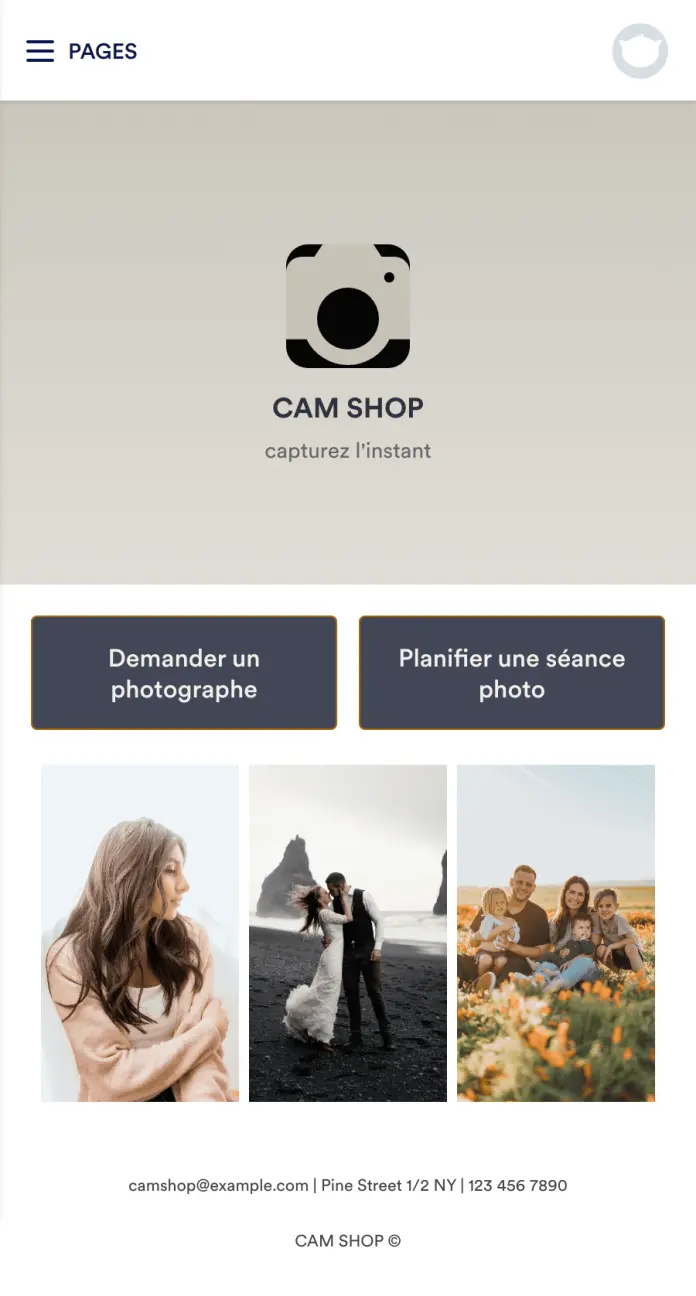 Application de réservation de photoshoot