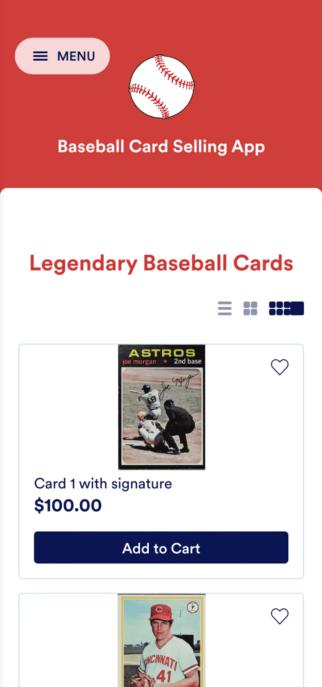 Baseball Card Selling App