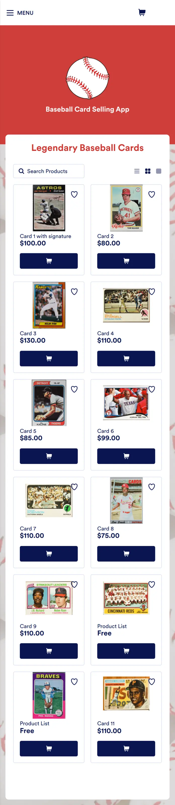 Baseball Card Selling App