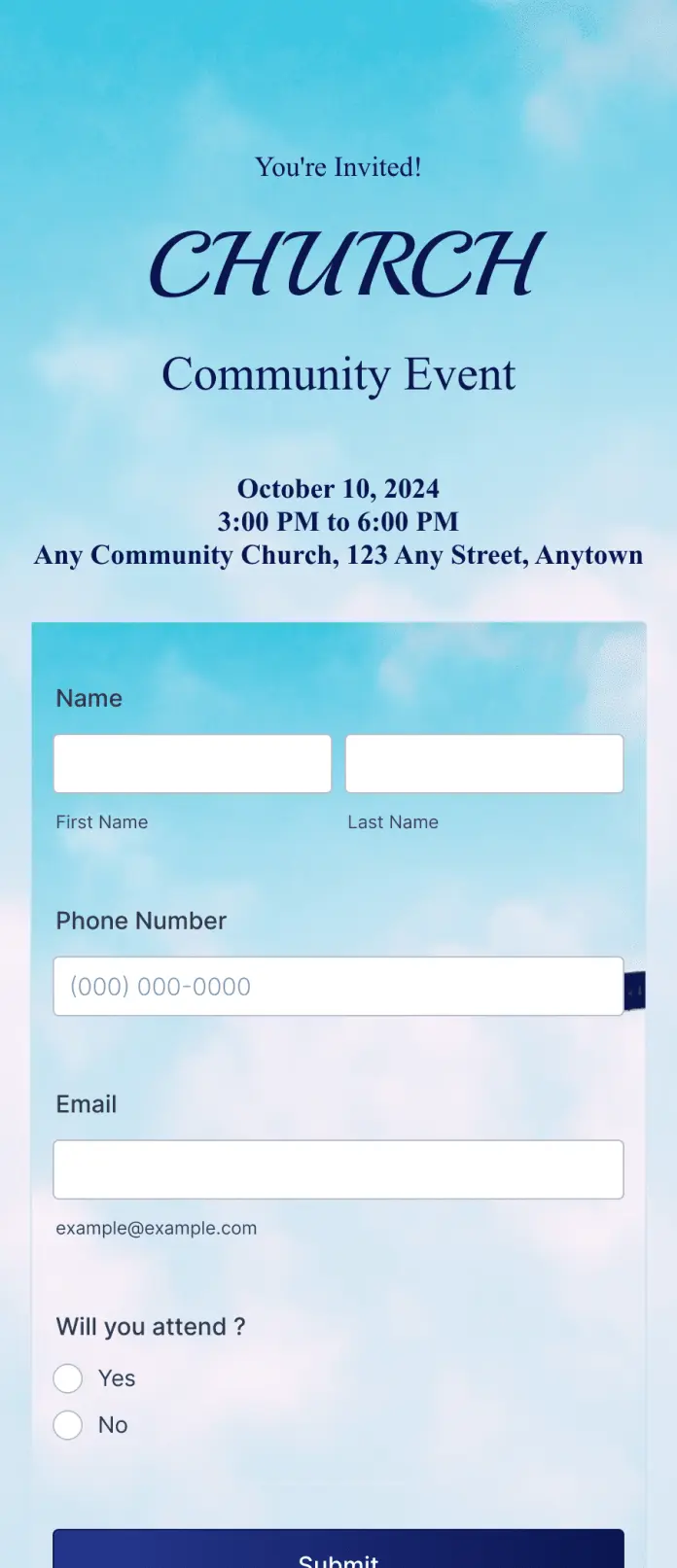 Church Event RSVP App