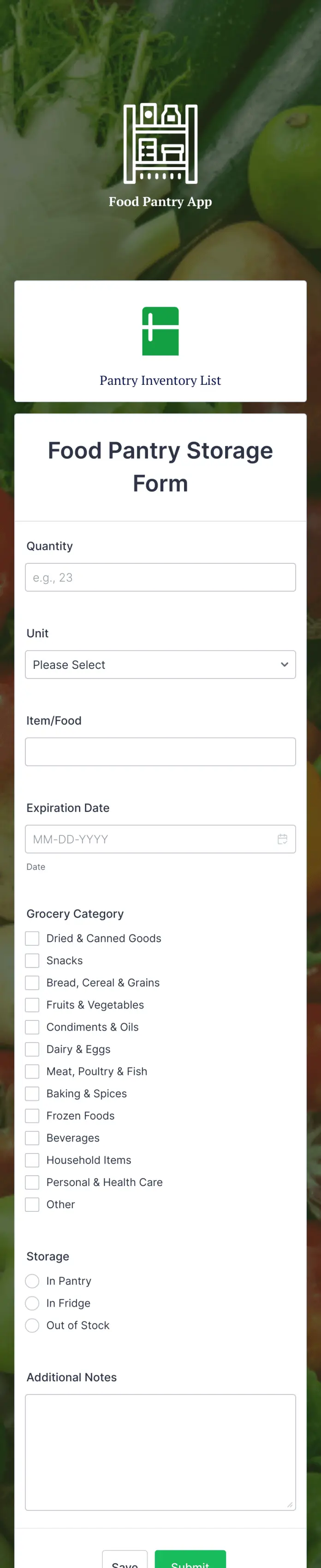 Food Pantry App