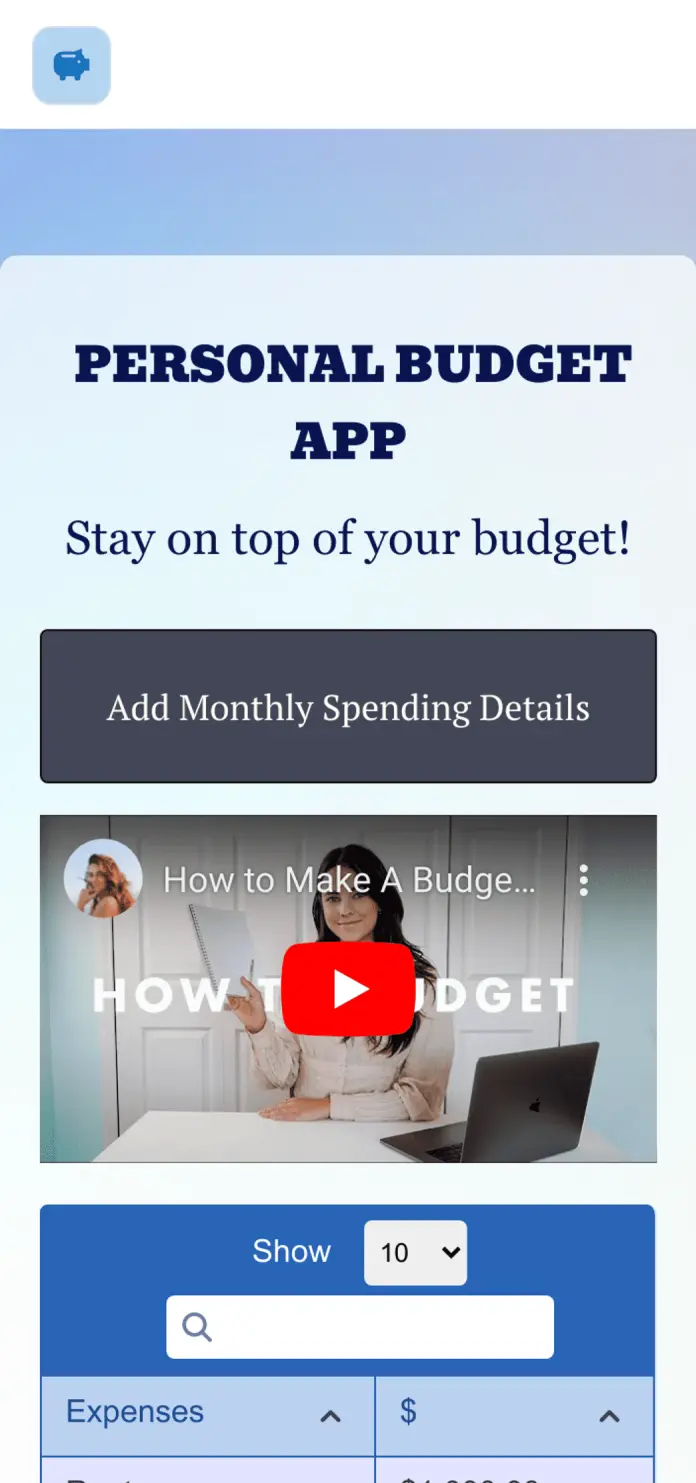 Personal Budget App