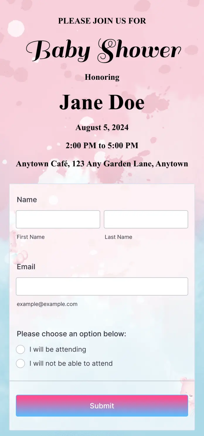 RSVP App for Babyshower