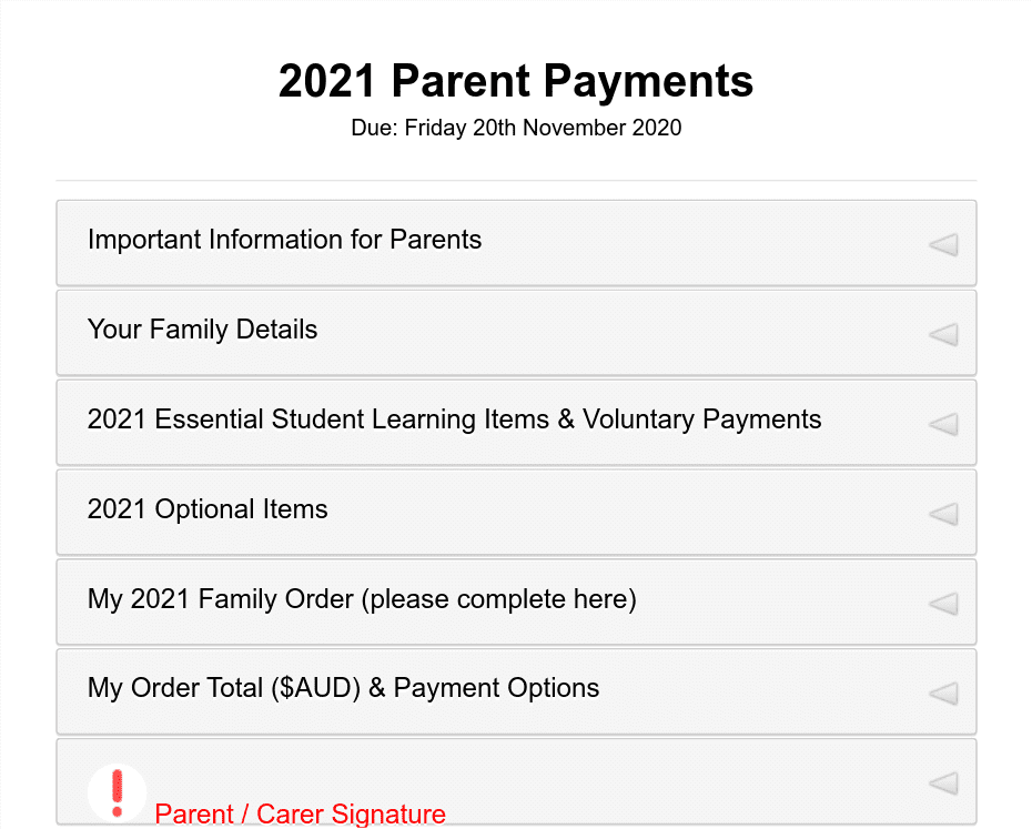 2021 Parent Payments Form Template | Jotform