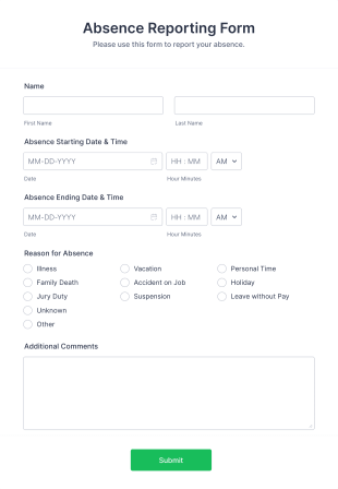 Absence Reporting Form Template