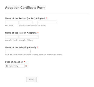 Adoption Certificate Form Template
