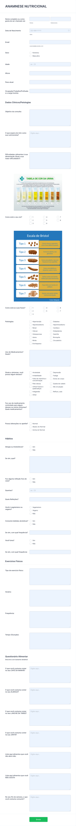 Anamnese Nutricional Form Template
