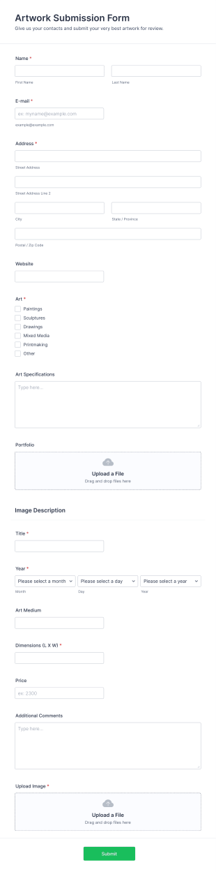Art Submission Form Template