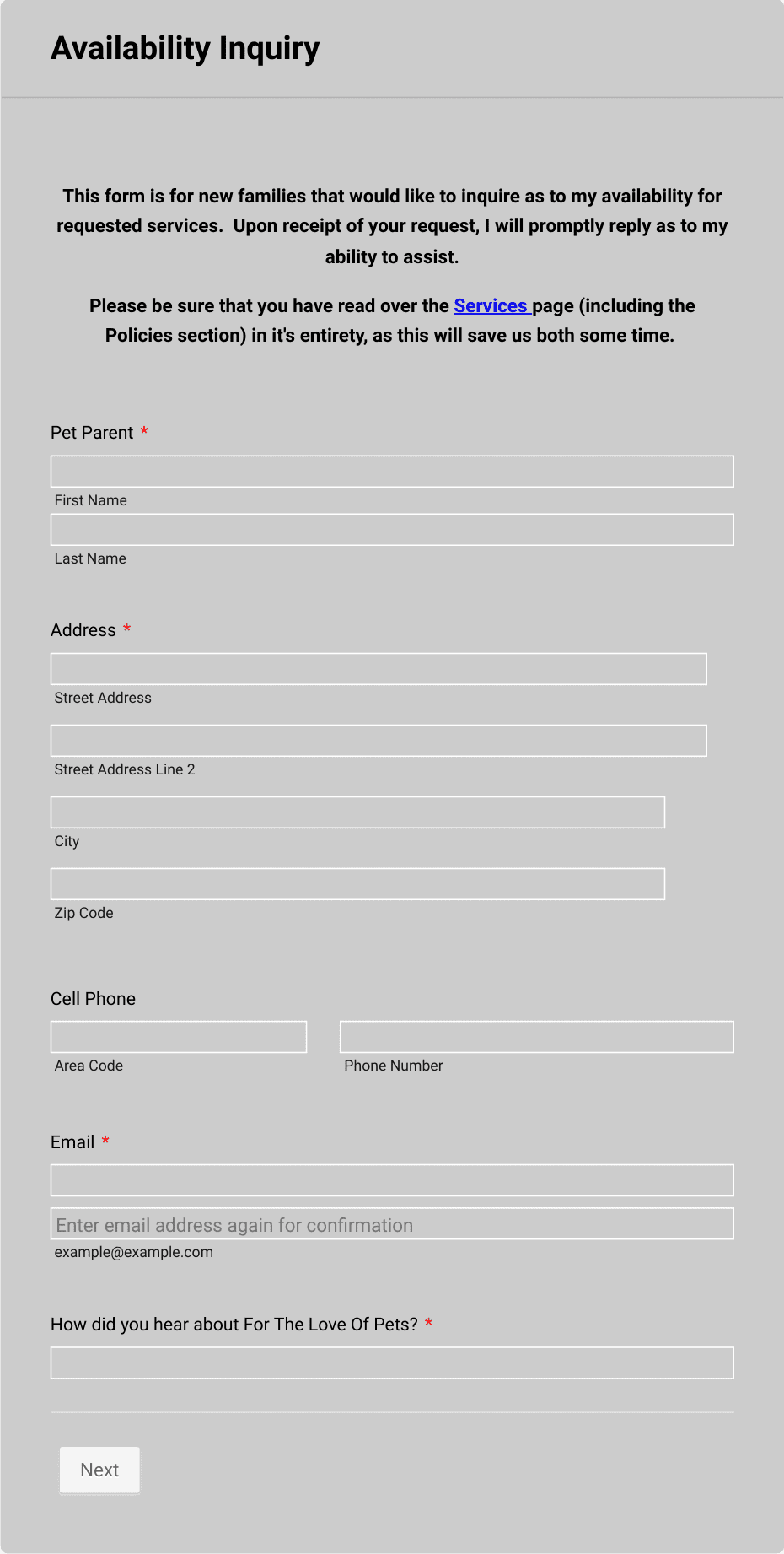 Availability Inquiry Form Template | Jotform