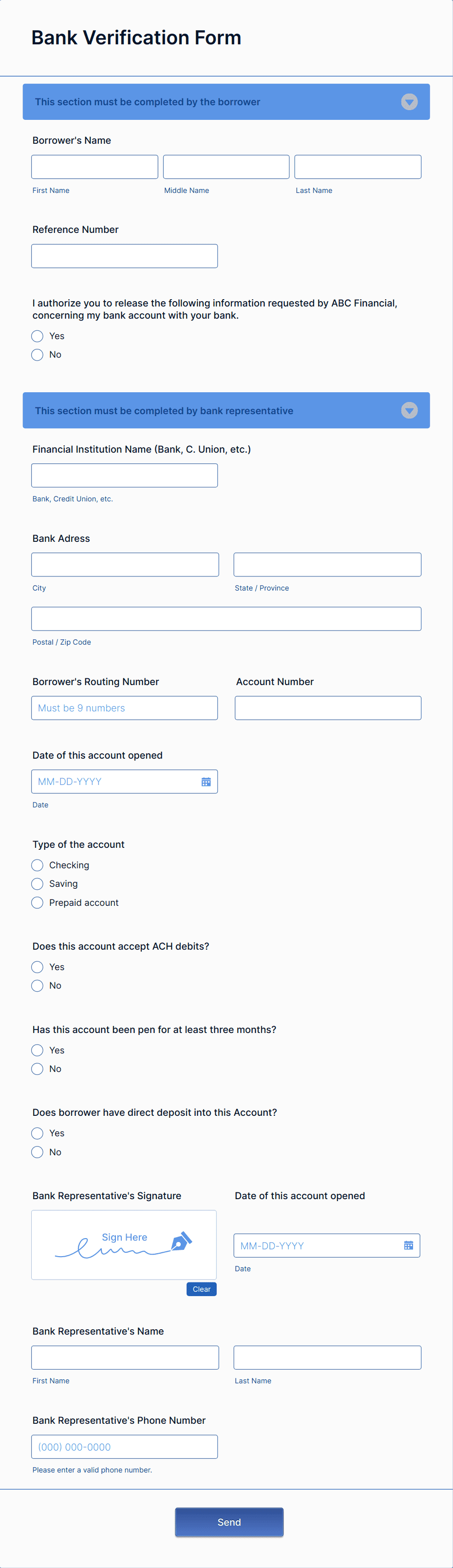 Bank Verification Form Template Jotform 1350