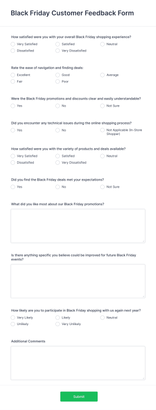 Black Friday Customer Feedback Form Template