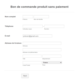 Bon De Commande Produit Sans Paiement Form Template