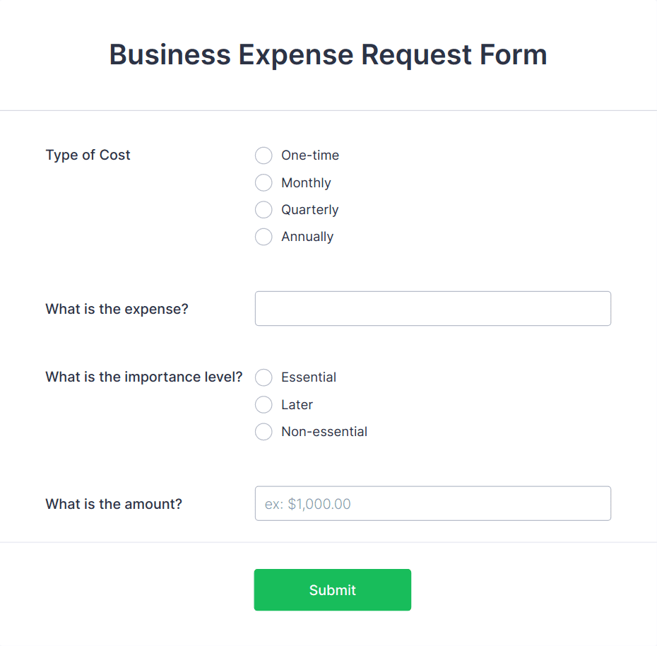 Business Expense Request Form Template | Jotform