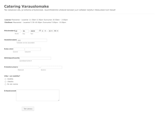 Catering Varauslomake Form Template