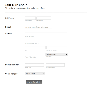 Choir Signup Form Template