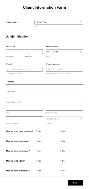 Client Information Form Template