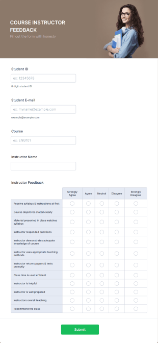 Course Instructor Feedback Form Template