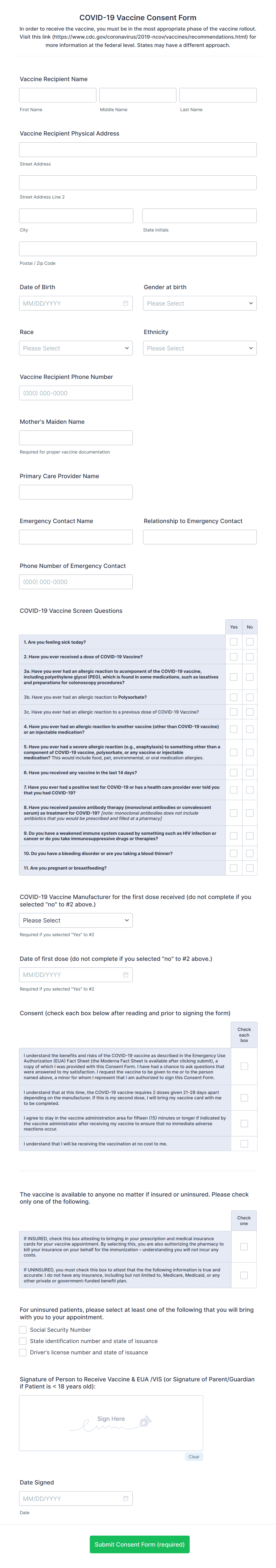 COVID-19 Vaccine Registration Form Template | Jotform