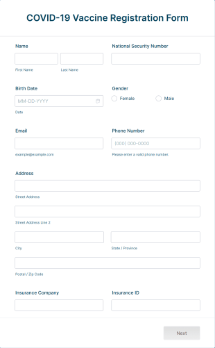 COVID 19 Vaccine Registration Form Template