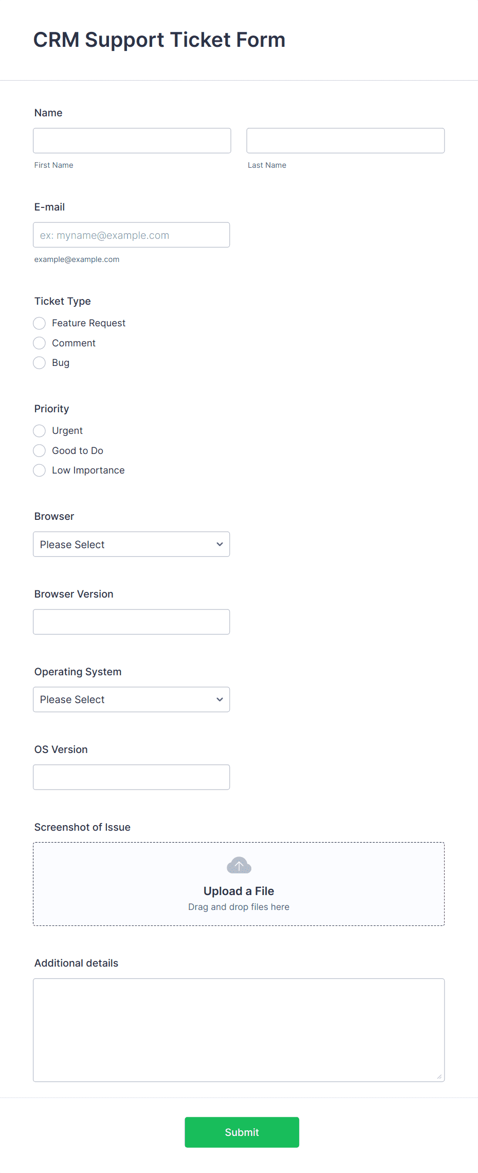 CRM Support Ticket Form Template | Jotform