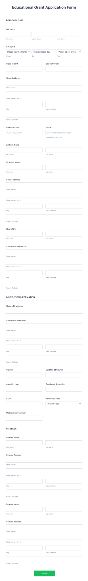 Sample Scholarship Application Form Template | Jotform