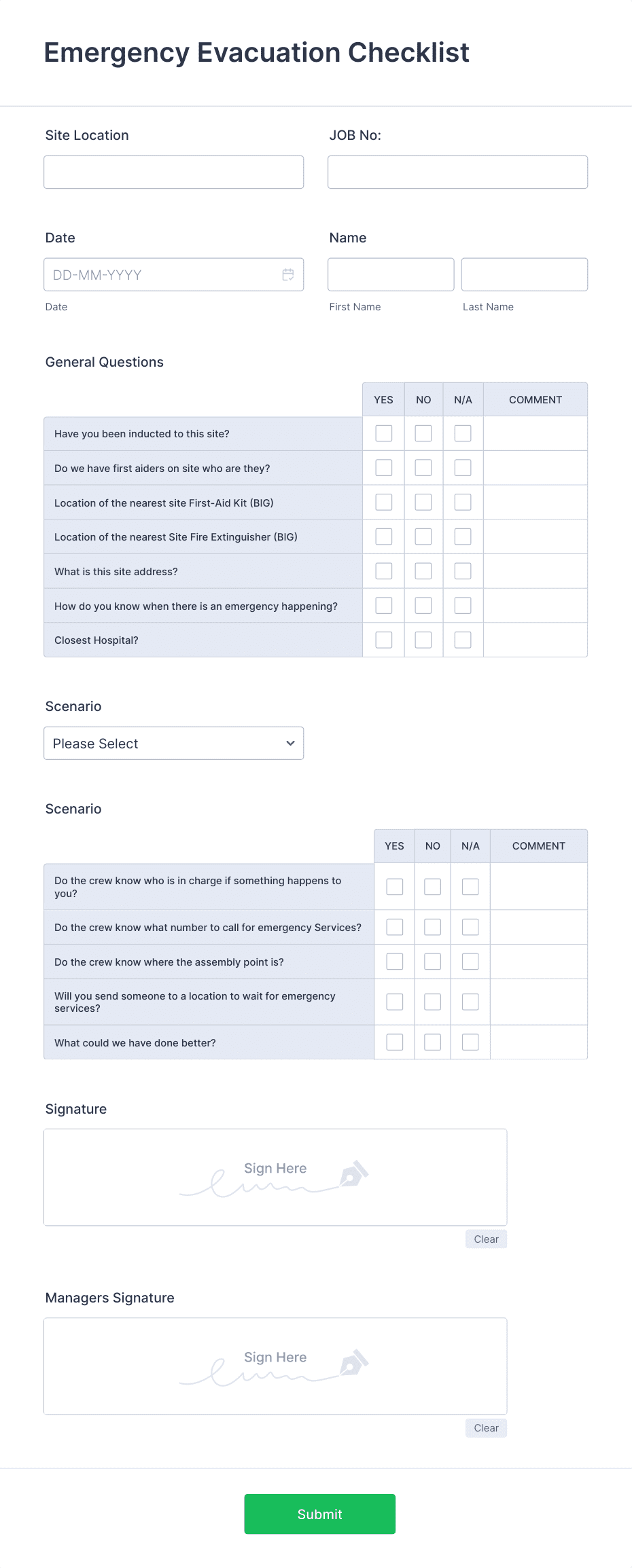 Emergency Evacuation Checklist Form Template | Jotform