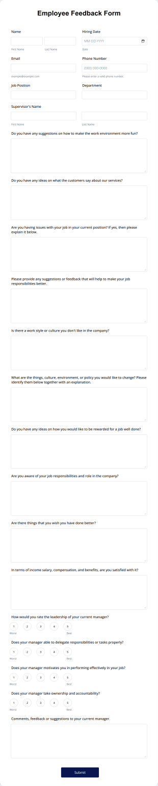 Employee Feedback Form Template