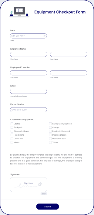 Equipment Checkout Form Template