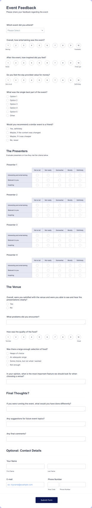 Event Feedback Form Template