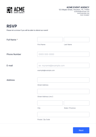 Event RSVP Form Template