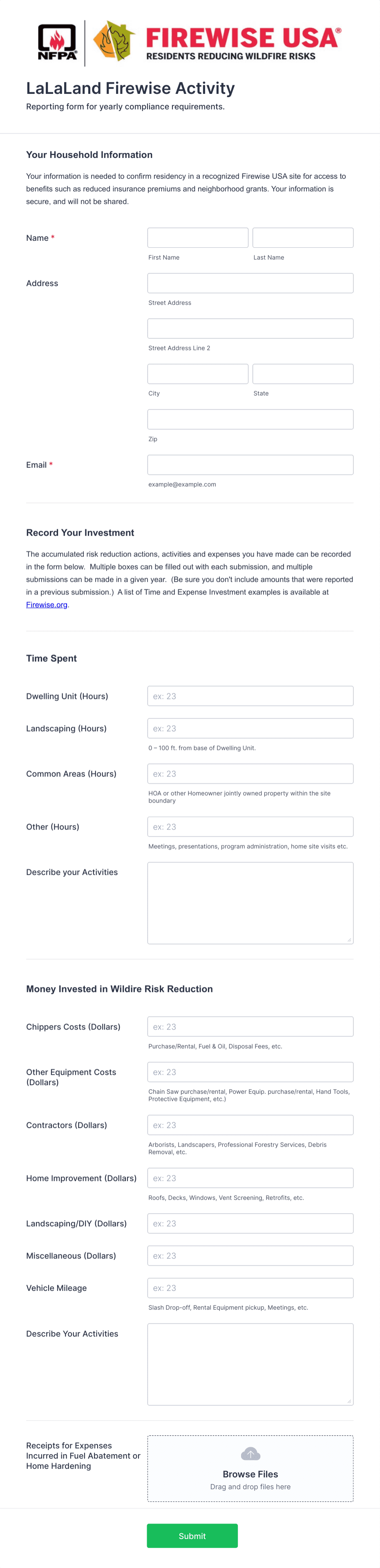 Firewise Activity Report Form Template | Jotform