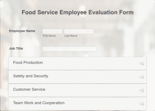 Food Service Employee Evaluation Form Template