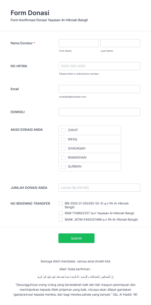 Form Donasi Yayasan Al Hikmah Bangil Form Template