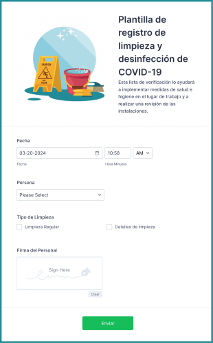 Formulario De Limpieza Y Desinfección De COVID 19 Form Template