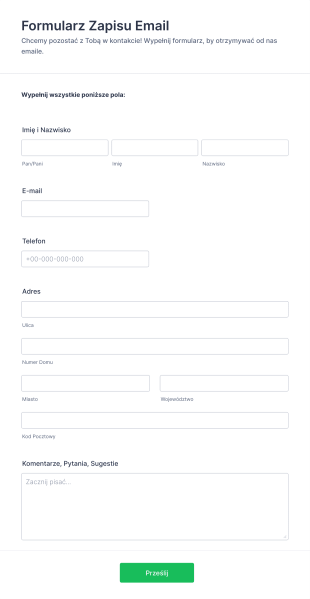 Formularz Zapisu Email Form Template