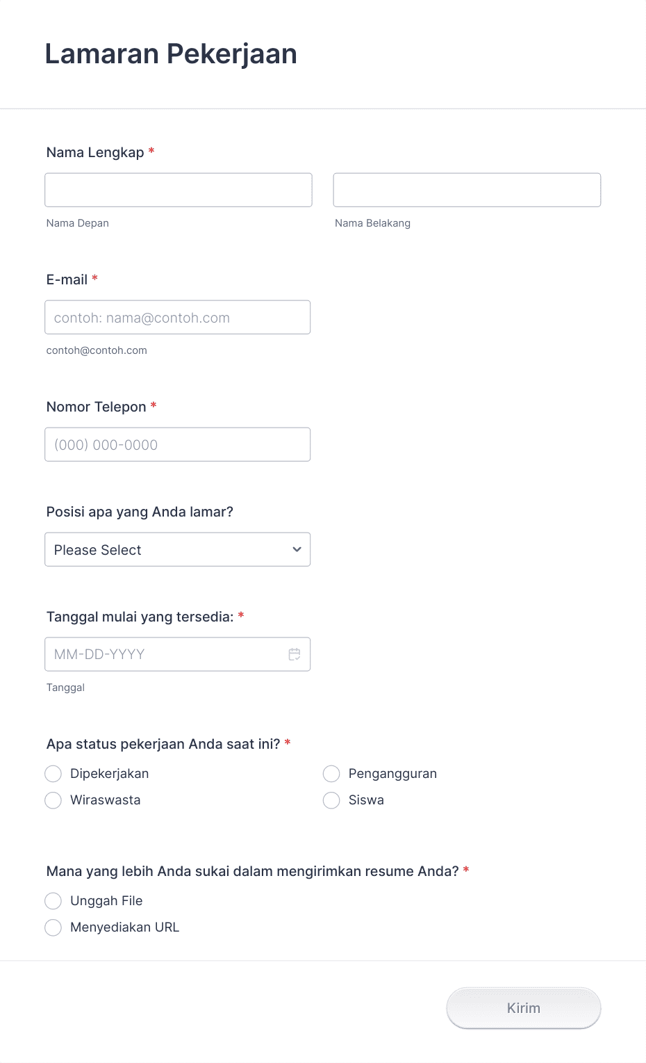 Formulir Lamaran Pekerjaan Baru Template Formulir | Jotform