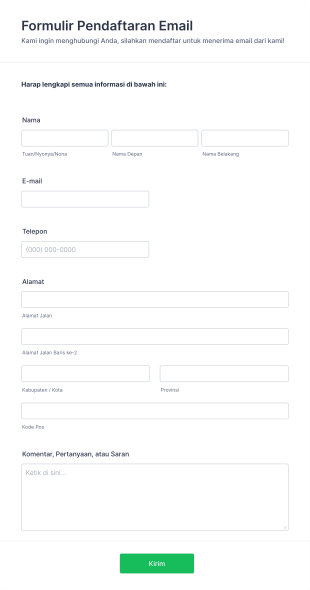 Formulir Pendaftaran Email Form Template