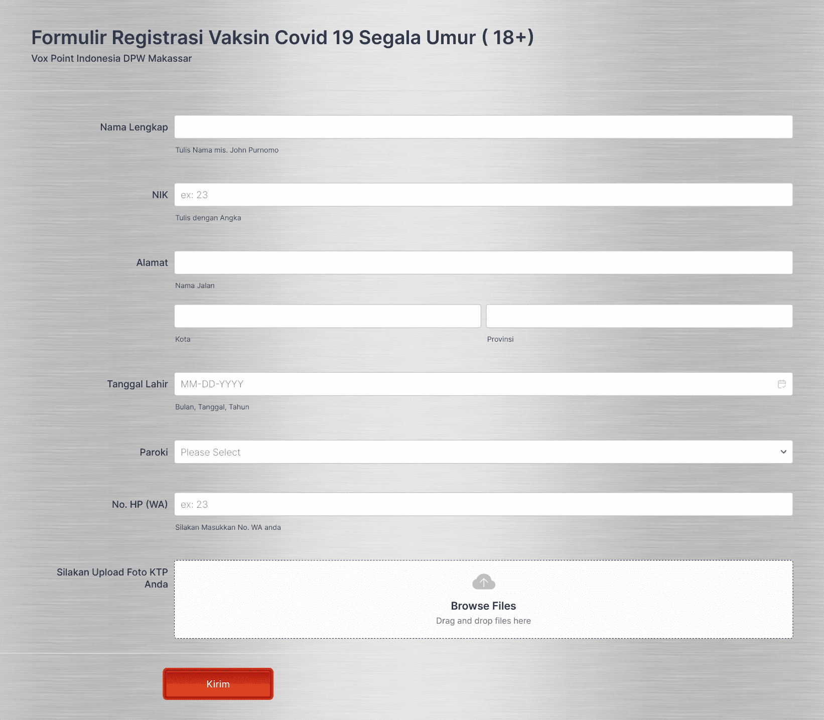 Formulir Registrasi Vaksin Covid 19 Template Formulir | Jotform