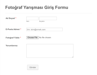 Fotoğraf Yarışması Giriş Form Template