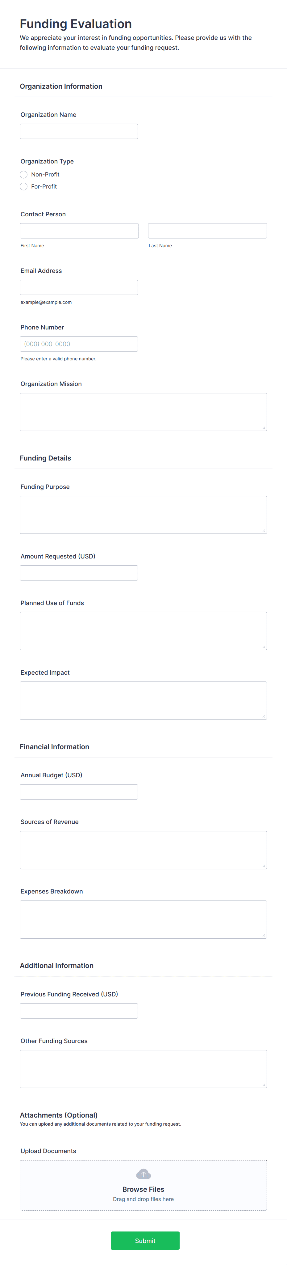 Funding Evaluation Form Template | Jotform