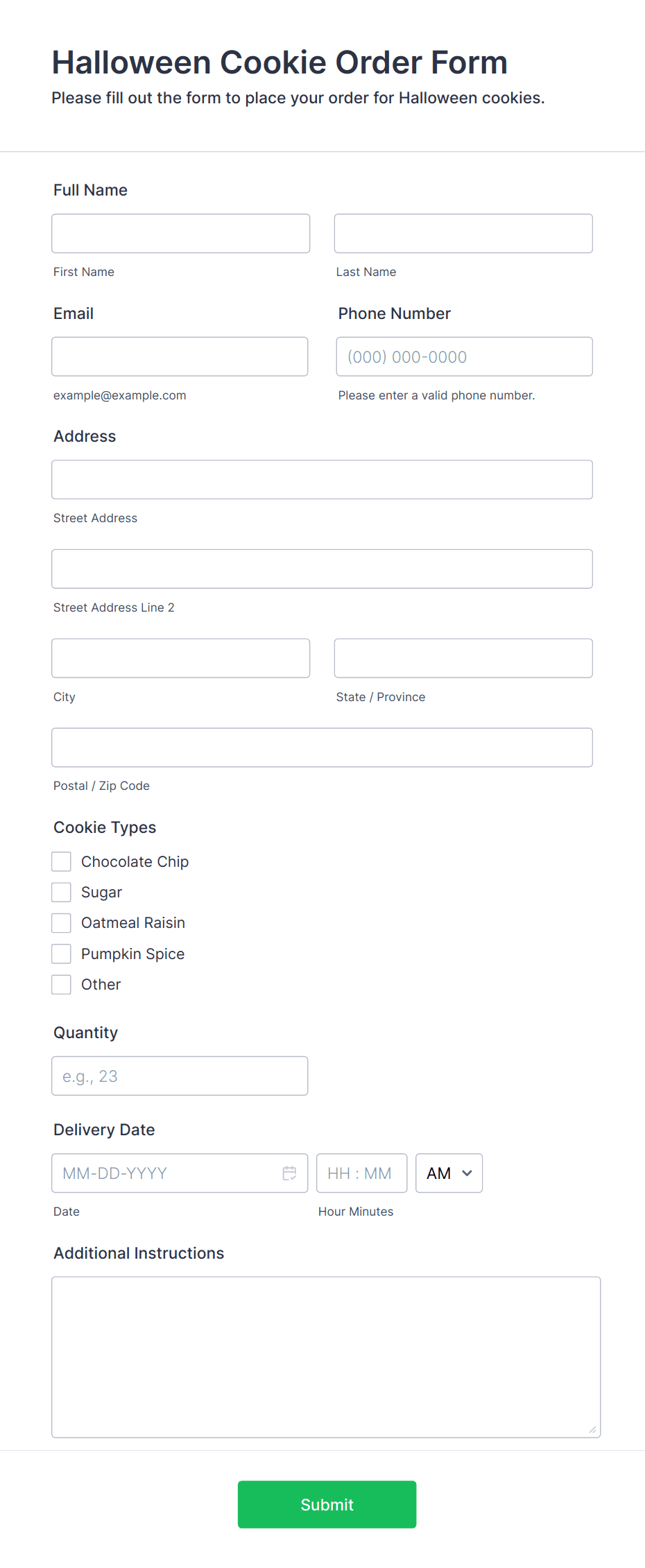 Halloween Cookie Order Form Template | Jotform