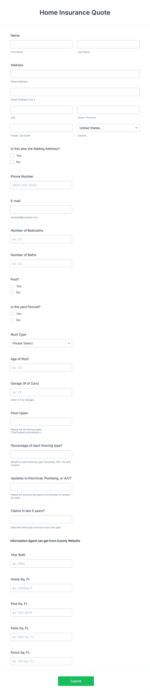 Home Insurance Quote Form Template