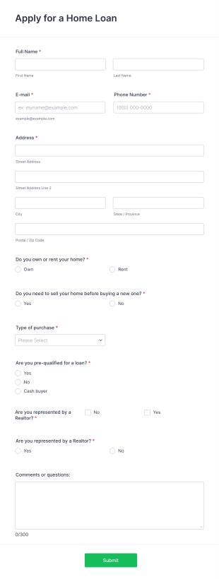 Home Loan Application Form Template