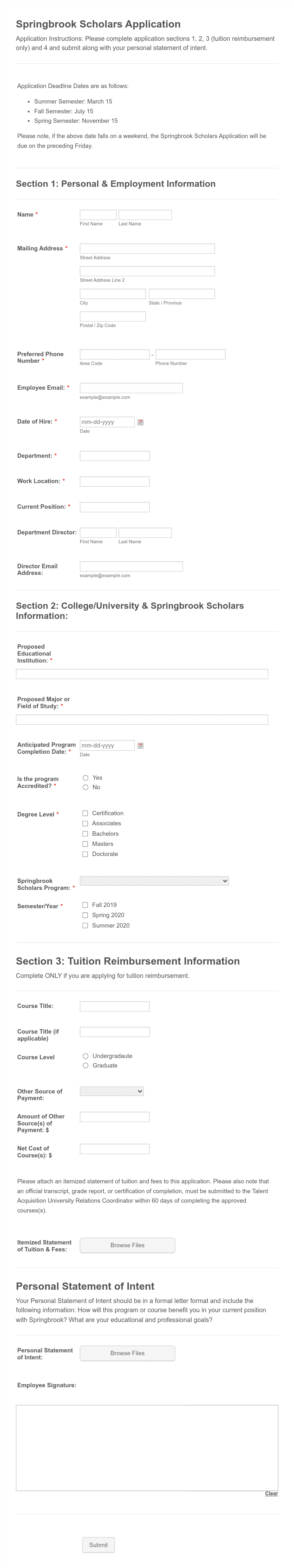 HR Tuition Assistance Application Form Template | Jotform