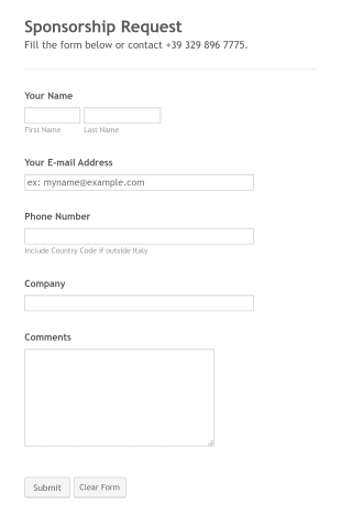 Individual Sponsorship Request Form Template