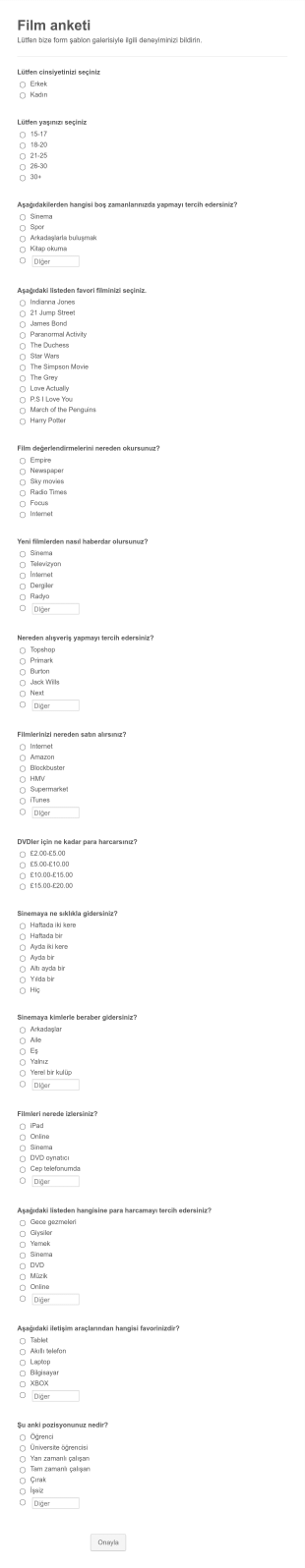 İnternet Sitesi Geribildirim Anketi Form Template
